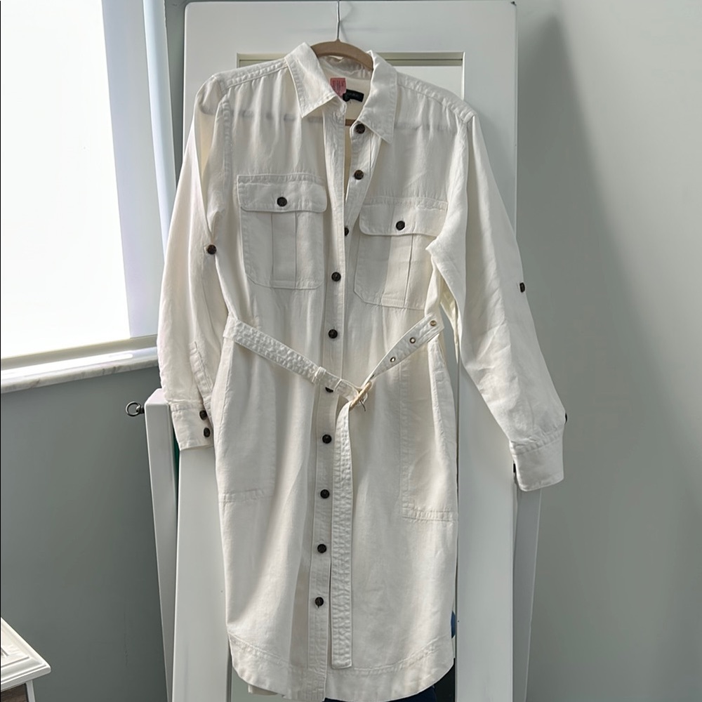 Banana Republic White Button-Up Shirt Dress
